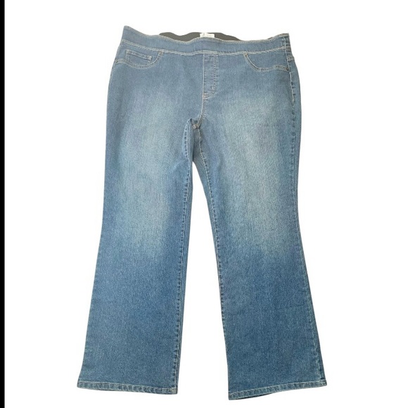 D & CO Bootcut Pull On High Waist Classic Blue Women's Jeans Sz 22W - Picture 1 of 6